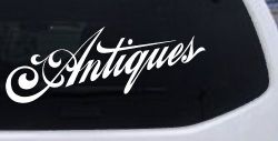 Antiques Swirl Store Window Lettering Business Car or Truck Window Decal Sticker
