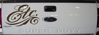 Ect. Swirly Business Window Lettering Sign Car or Truck Window Decal Sticker (Brown)