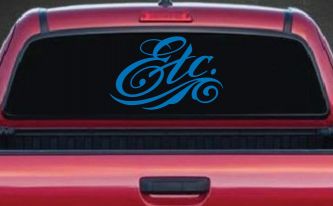 Ect. Swirly Business Window Lettering Sign Car or Truck Window Decal Sticker (Sky Blue)