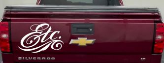 Ect. Swirly Business Window Lettering Sign Car or Truck Window Decal Sticker (White)