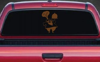 Italian Chef with Platter Business Window Lettering Sign Car or Truck Window Decal Sticker (Copper)