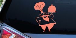 Italian Chef with Platter Business Window Lettering Sign Car or Truck Window Decal Sticker (Coral)