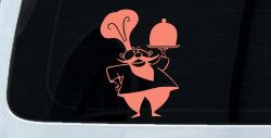 Italian Chef with Platter Business Window Lettering Sign Car or Truck Window Decal Sticker (Coral)