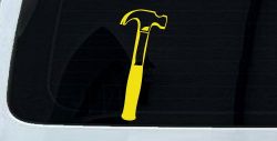 Builder Carpenter Contractor Hammer Vinyl Decal Truck Car Window Sticker (Yellow)
