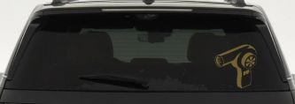 Cosmetology Hair Dryer Window Lettering Business Car or Truck Window Decal Sticker (Gold)