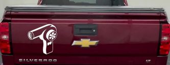 Cosmetology Hair Dryer Window Lettering Business Car or Truck Window Decal Sticker (White)