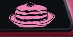 Pancakes 3 Stack Business Window Lettering Sign Car or Truck Window Decal Sticker (Pink)
