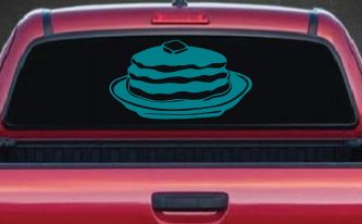 Pancakes 3 Stack Business Window Lettering Sign Car or Truck Window Decal Sticker (Turquoise Blue)