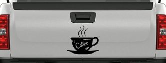 Coffee Cup Cafe Restaurant Window Lettering Business Car or Truck Window Decal Sticker (Black)