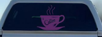 Coffee Cup Cafe Window Decal - Business Car Truck Vinyl Sticker Lettering (Violet)