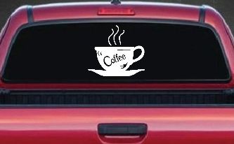 Coffee Cup Cafe Restaurant Window Lettering Business Car or Truck Window Decal Sticker