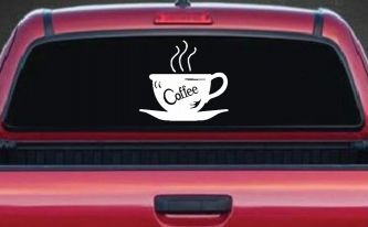 Coffee Cup Cafe Restaurant Window Lettering Business Car or Truck Window Decal Sticker