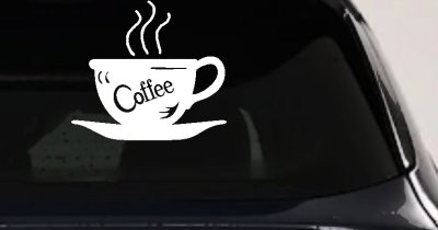 Coffee Cup Cafe Window Decal - Business Car Truck Vinyl Sticker Lettering