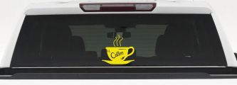 Coffee Cup Cafe Window Decal - Business Car Truck Vinyl Sticker Lettering (Yellow)
