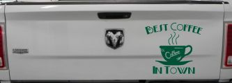 Best Coffee in Town Decal Sticker for Cafe Diner Window or Truck (Dark Green)