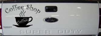 Coffee Shop Cup Window Lettering Business Car or Truck Window Decal Sticker (Black)