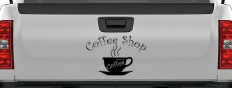 Coffee Shop Cup Window Lettering Business Car or Truck Window Decal Sticker (Black)