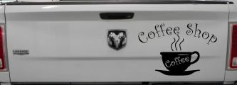 Coffee Shop Cup Decal Window Lettering Business Car Truck Vinyl Sticker (Black)