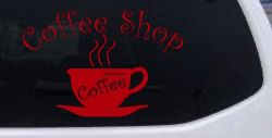 Coffee Shop Cup Decal Window Lettering Business Car Truck Vinyl Sticker (Red)