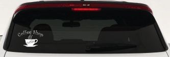 Coffee Shop Cup Window Lettering Business Car or Truck Window Decal Sticker (White)