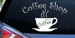 Coffee Shop Cup Window Lettering Business Car or Truck Window Decal Sticker