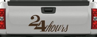 24 Hours Store Window Lettering Business Car or Truck Window Decal Sticker (Brown)