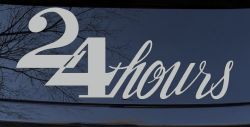 24 Hours Store Window Lettering Business Car or Truck Window Decal Sticker (Light Gray)