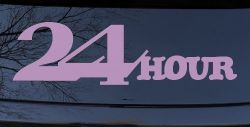 24 Hour Thick Store Business Window Lettering Sign Car or Truck Window Decal Sticker (Lilac)