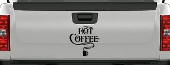 Hot Coffee Cafe Diner Window Decal Business Car Truck Vinyl Sticker (Black)