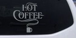 Hot Coffee Cafe Diner Window Decal Business Car Truck Vinyl Sticker (Telegrey)
