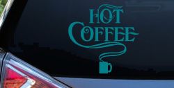 Hot Coffee Cafe Diner Window Lettering Business Car or Truck Window Decal Sticker (Turquoise Blue)