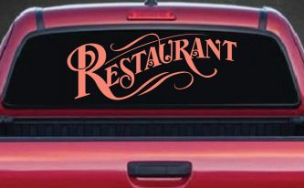 Restaurant Window Lettering Business Car or Truck Window Decal Sticker (Coral)