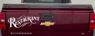 Restaurant Window Lettering Business Car or Truck Window Decal Sticker (White)