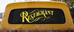 Restaurant Window Lettering Business Car or Truck Window Decal Sticker (Yellow)