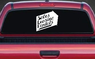 Sales Leasing Rentals Store Window Lettering Business Car or Truck Window Decal Sticker