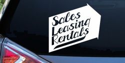 Sales Leasing Rentals Store Window Lettering Business Car or Truck Window Decal Sticker
