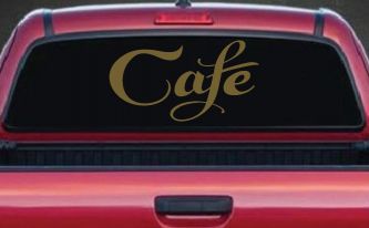 Cafe Window Lettering Sign Business Car or Truck Window Decal Sticker (Gold)