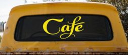 Cafe Window Lettering Sign Business Car or Truck Window Decal Sticker (Yellow)