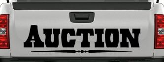 Auction Window Lettering Sign Business Car or Truck Window Decal Sticker (Black)