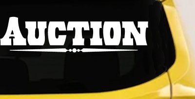 Auction Window Lettering Sign Business Car or Truck Window Vinyl Decal Sticker (White)
