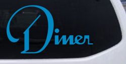 Diner Window Lettering Sign Business Car or Truck Window Vinyl Decal Sticker (Blue)