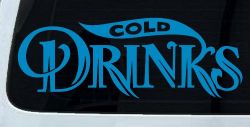 Cold Drinks Store Window Lettering Business Car or Truck Window Decal Sticker (Blue)