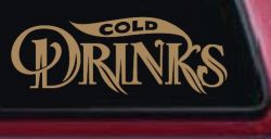 Cold Drinks Store Window Lettering Business Car or Truck Window Decal Sticker (Light Brown)