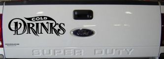 Cold Drinks Store Window Lettering Business Car or Truck Window Decal Sticker (Matte Black)