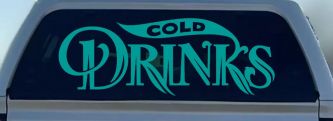 Cold Drinks Store Window Lettering Business Car or Truck Window Decal Sticker (Turquoise)