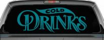 Cold Drinks Store Window Lettering Business Car or Truck Window Decal Sticker (Turquoise Blue)
