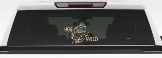 Hog Wild with Wild Boar Hog Hunting Car or Truck Window Decal Sticker (Desert Sand)