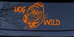 Hog Wild with Wild Boar Hog Hunting Car or Truck Window Decal Sticker (Orange)