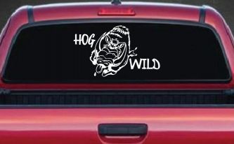 Hog Wild with Wild Boar Hog Hunting Car or Truck Window Decal Sticker