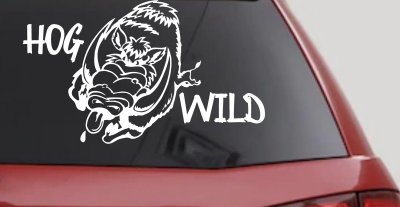 Hog Wild with Wild Boar Hog Hunting Car or Truck Window Vinyl Decal Sticker